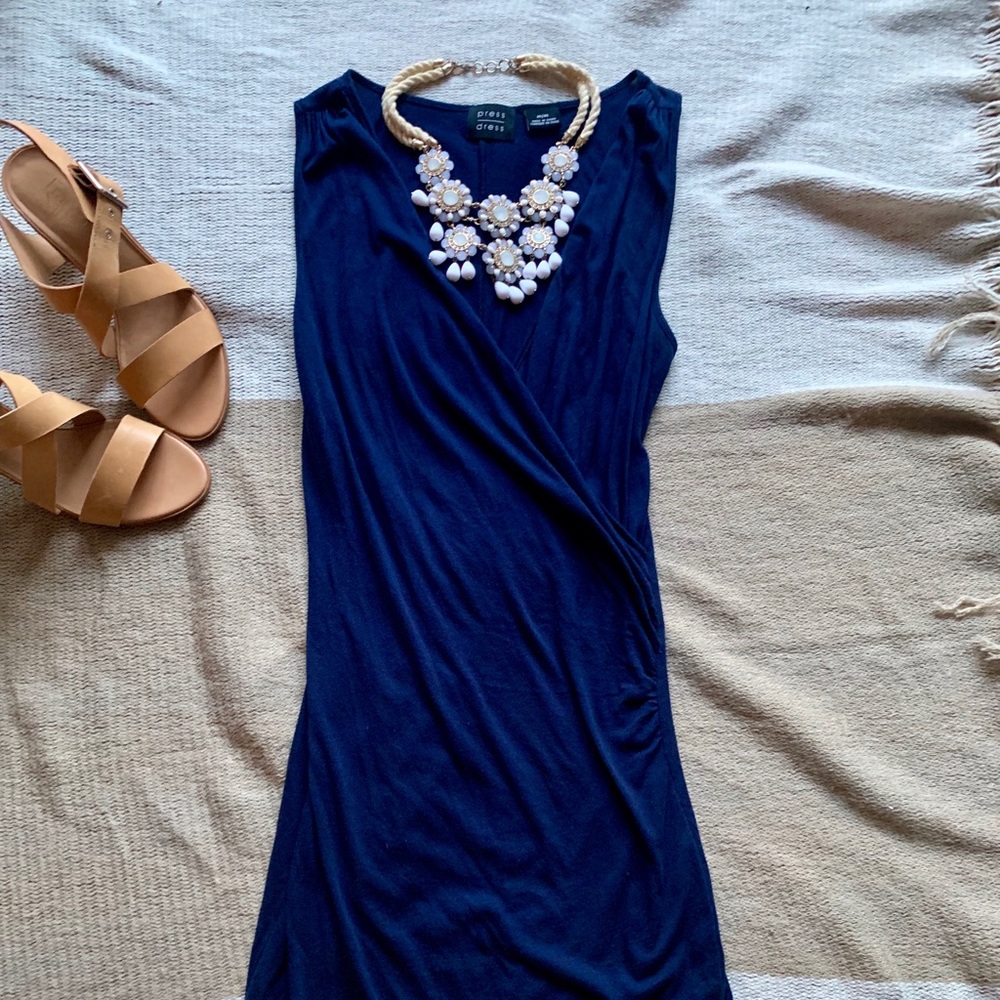NWOT Navy Wrap Dress SZ:M